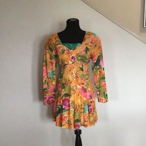 90’s Long sleeve floral skater dress